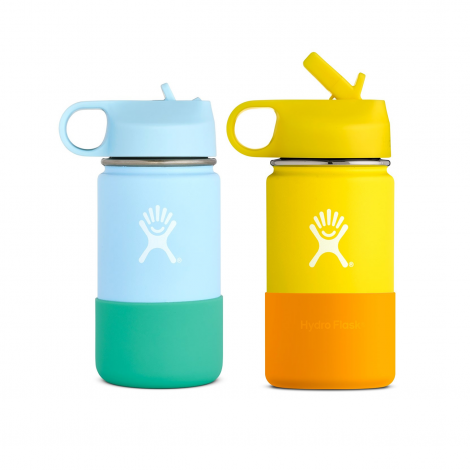 A yellow and blue children's hydro flask bottle.